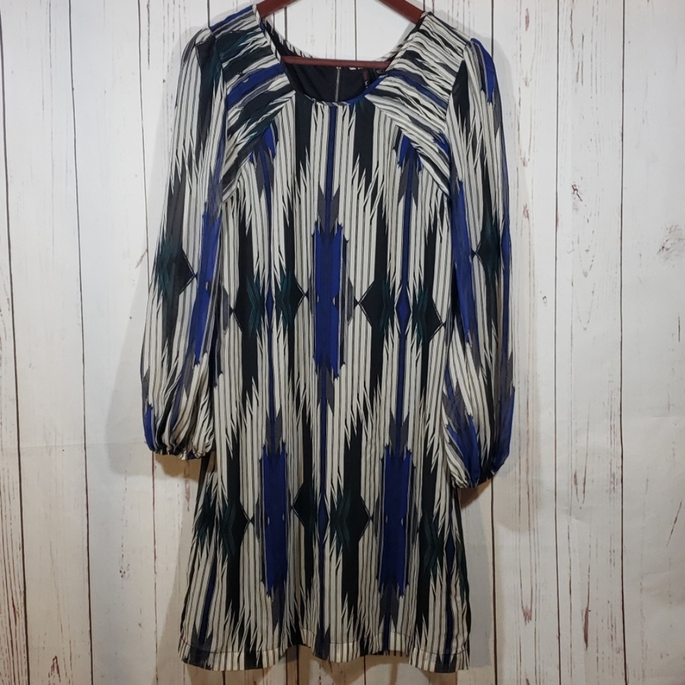 Fire Los Angeles Black/White Sheer Overlay Dress L